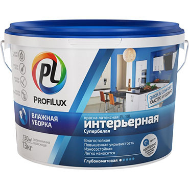 "Profilux" ВД краска PL- 10L латекс. интерьерная влагостойкая супербелая 7кг